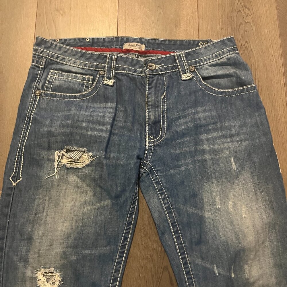 Antique Rivet Ripped Straight Leg Jeans - Picture 3 of 4